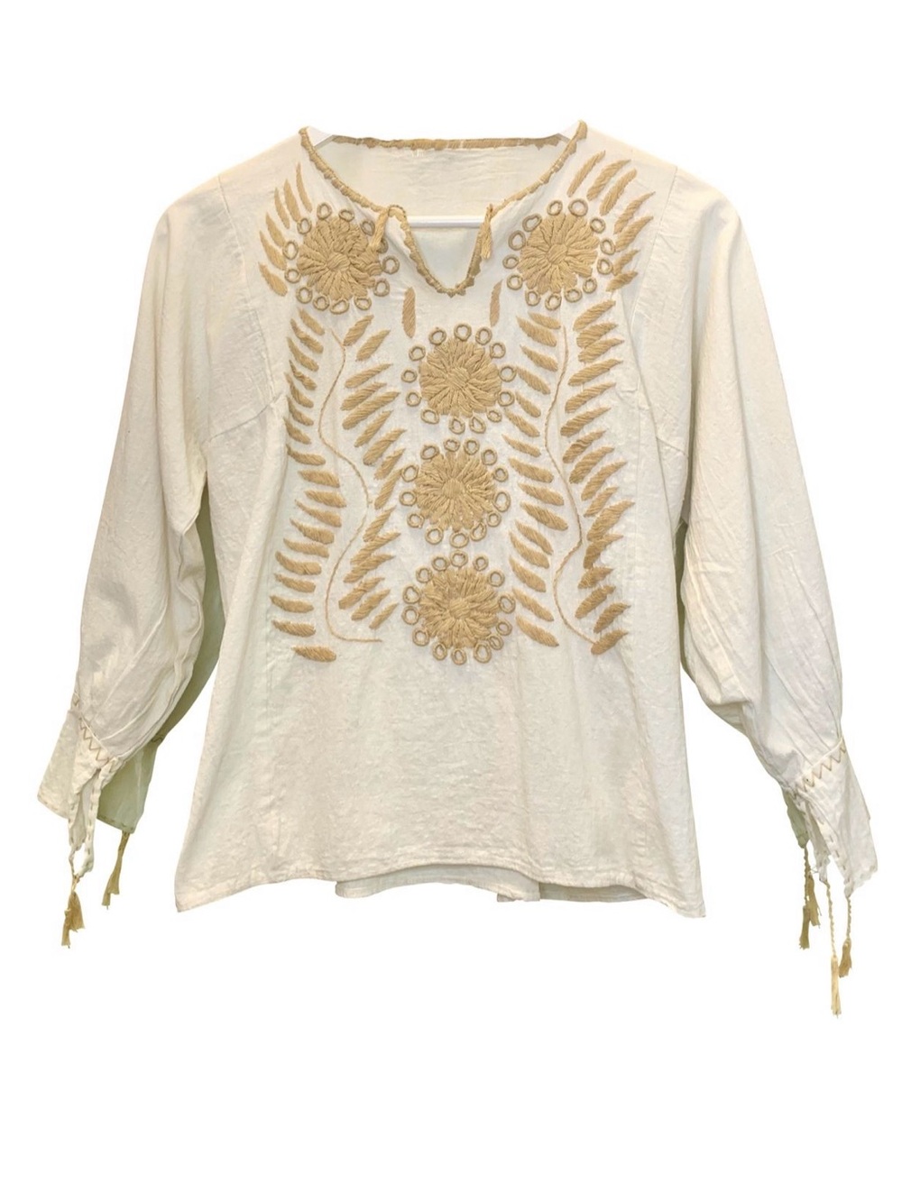 Free People Nomad Vintage Hand Embroidered Peasant Blouse Small/Medium NWOT